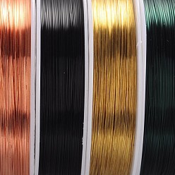 Mixed Color Round Copper Jewelry Wire, Lead Free & Cadmium Free & Nickel Free, Mixed Color, 28 Gauge, 0.3mm, about 85.3 Feet(26m)/roll