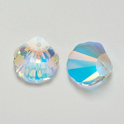 Crystal AB K9 Glass Rhinestone Pendants, Imitation Austrian Crystal, Faceted, Shell, Crystal AB, 28x28x11mm, Hole: 1.6mm