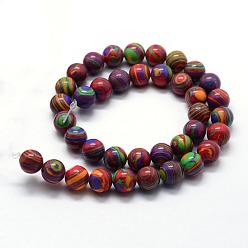 Colorful Synthetic Malachite Beads Strands, Dyed, Round, Colorful, 8mm, Hole: 1mm, about 46pcs/strand,  14.76 inch(37.5cm)