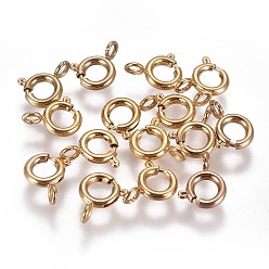 Golden Ion Plating(IP) 304 Stainless Steel Spring Ring Clasps, Golden, 6x1.6mm, Hole: 1.6mm