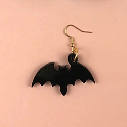 White DIY Bat Pendants Silicone Molds, Resin Casting Molds, For UV Resin, Epoxy Resin Jewelry Making, Halloween Theme, White, 50x56x4mm, Hole: 3mm, Inner Diameter: 29x44mm