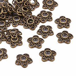 Antique Bronze Tibetan Style Alloy Bead Caps, Lead Free and Cadmium Free, Antique Bronze, 10.7x11x2.5mm, Hole: 3mm