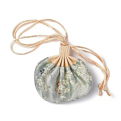 Beige Porte-monnaie sachet de brocart chinois, sac à bijoux brodé floral avec cordon de serrage, pour femmes filles, beige, 9.2x12 cm