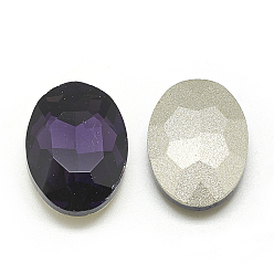 Tanzanite Pointé cabochons en strass de verre, dos plaqué, facette, ovale, tanzanite, 25x18x6mm