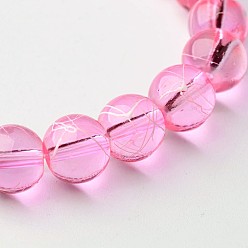 Hot Pink Drawbench Transparent Glass Beads Strands, Spray Painted, Round, Hot Pink, 8mm, Hole: 1.3~1.6mm, 31.4 inch