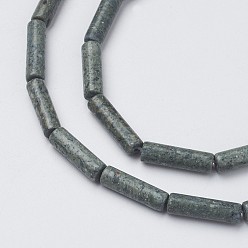 Serpentine Natural Serpentine/Green Lace Stone Beads Strands, Tube, 13~14x3.5~5mm, Hole: 1mm, about 29pcs/strand, 15.1~15.7 inch(385~400mm)