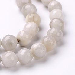 Natural Agate Faceted Natural Agate Round Bead Strands, Dyed, 4mm, Hole: 1mm, about 88~90pcs/strand, 15.74 inch