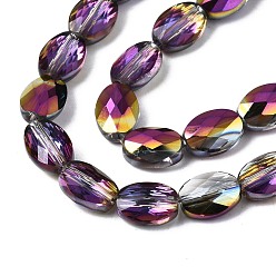 Mixed Color Electroplate Glass Beads Strands, Oval, Mixed Color, 8.5x6x4mm, Hole: 1mm, about 71~72pcs/strand, 23.23 inch~24.01 inch(59~61cm)