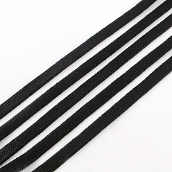 Black Flat Korean Waxed Polyester Cord, Black, 8x1mm, about 90.76 yards(83m)/roll