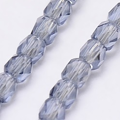 Dark Slate Blue Electroplate Glass Beads Strands, Full Pearl Luster Plated, Faceted, Oval, DarkSlate Blue, 4mm, Hole: 1mm, about 99pcs/strand, 16.5 inch