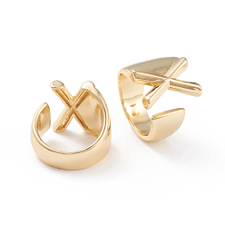 Letter X Brass Cuff Rings, Open Rings, Long-Lasting Plated, Real 18K Gold Plated, Letter.X, Size 6, 17mm