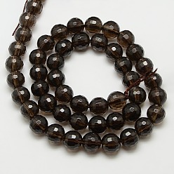 Smoky Quartz Smoky Quartz Beads Strands, Faceted(128 Facets), Round, Synthetic Crystal, Dyed & Heated, 12mm, Hole: 1.5mm