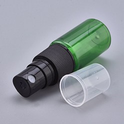 Vert Bouteilles de pulvérisation en plastique pour animaux de compagnie portables vides, atomiseur à brume fine, avec capuchon anti-poussière, bouteille rechargeable, verte, 7.55x2.3 cm, capacité: 10 ml (0.34 fl. oz)