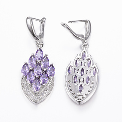 Blue Violet Brass Micro Pave Cubic Zirconia Jewelry Sets, Pendants & Hoop Earrings & Finger Rings, Marquise/Horse Eye, Platinum, Blue Violet, Size 6~10(16~20mm), 38.5x17x5.5mm, Hole: 5.5x4mm, 49x17x5.5mm, Pin: 1mm
