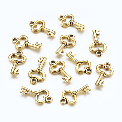 Antique Golden Gifts Ideas for Her Tibetan Style Alloy Charms, Cadmium Free & Nickel Free & Lead Free, Skeleton Key, Antique Golden, 15.5x9x2.5mm, Hole: 1mm
