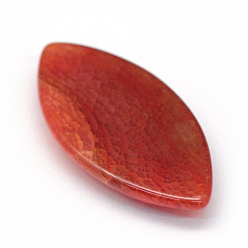 Red Horse Eye Dyed Natural Crackle Agate Cabochons, Red, 37~40x20~21x5~8mm