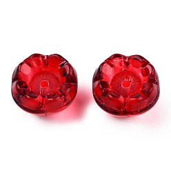 Red Transparent Spray Painted Glass Beads, Flower, Red, 9x13x13mm, Hole: 1.6mm