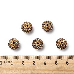 Light Colorado Topaz Polymer Clay Rhinestone Beads, Grade A, Round, PP15, Light Colorado Topaz, 10mm, Hole: 1.8~2mm, 6 Rows Rhinestone, PP15(2.1~2.2mm)