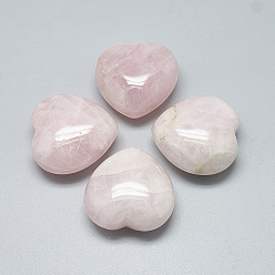 Rose Quartz Natural Rose Quartz Heart Love Stones, Pocket Palm Stones for Reiki Balancing, 39~41x40~40.5x17~19mm