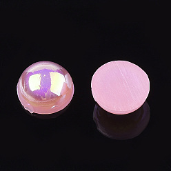 Hot Pink ABS Plastic Imitation Pearl Cabochons, AB Color Plated, Half Round, Hot Pink, 6x3mm, 5000pcs/bag