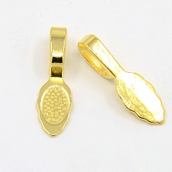 Golden Tibetan Style Alloy Glue-on Flat Pad Bails, Cadmium Free & Lead Free, Golden, 26x8x7mm, Hole: 5x8mm