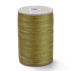 Verge D'or Foncé Ficelle ronde en fil de polyester ciré, cordon micro macramé, cordon torsadé, pour la couture de cuir, verge d'or noir, 0.3~0.4mm, environ 174.98 yards (160m)/rouleau