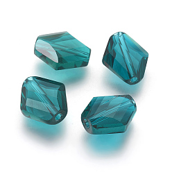 Teal Imitation Austrian Crystal Beads, Grade AAA, Faceted, Rhombus, Teal, 14~14.5x12x5~7mm, Hole: 0.9~1mm
