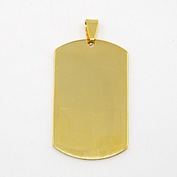 Golden 201 Stainless Steel Stamping Blank Tag Pendants, Rectangle, Golden, 50x29x1.5mm, Hole: 9x3mm