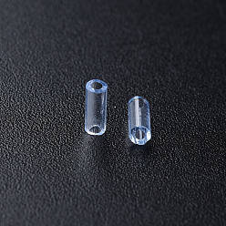 Light Blue Transparent Glass Bugle Beads, Round Hole, Light Blue, 3~8x2mm, Hole: 0.7mm, about 450g/pound