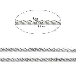 Stainless Steel Color 304 Stainless Steel Rolo Chains, Belcher Chain, Unwelded, Stainless Steel Color, 5x1.5mm
