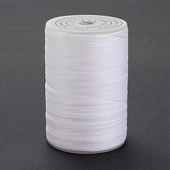 Blanc Ficelle ronde en fil de polyester ciré, cordon micro macramé, cordon torsadé, pour la couture de cuir, blanc, 0.3~0.4mm, environ 174.98 yards (160m)/rouleau