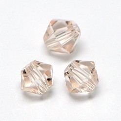 Bisque Imitation 5301 Bicone Beads, Transparent Glass Faceted Beads, Bisque, 4x3mm, Hole: 1mm, about 720pcs/bag