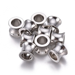 Stainless Steel Color 201 Stainless Steel European Beads, Large Hole Beads, Vase, Stainless Steel Color, 10x8mm, Hole: 6mm