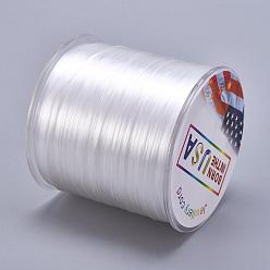 White Flat Elastic Crystal String, Elastic Beading Thread, for Stretch Bracelet Making, White, 0.5mm, about 328.08 yards(300m)/roll