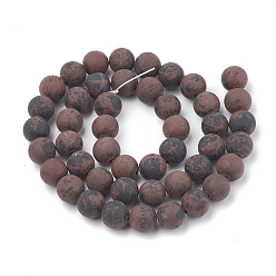Mahogany Obsidian Natural Mahogany Obsidian Beads Strands, Frosted, Round, 10mm, Hole: 1.2mm, about 36pcs/strand, 15.5 inch