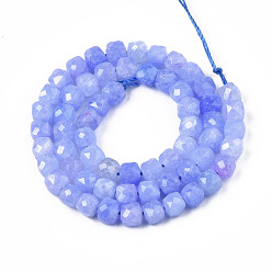 Bleu Bleuet Perles naturelles de quartz brins, teint, facette, cube, bleuet, 5.5x6x6mm, Trou: 1mm, Environ 61~62 pcs/chapelet, 12.99 pouces~13.19 pouces (33cm~33.5cm)
