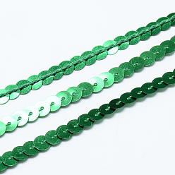 Зеленый Пластиковые блестки, блестки бисер, Аксессуары для орнаментов, плоско-круглые, зелёные, 6 мм, около 100 ярдов / рулон