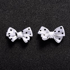 White Spot Ribbon Hair Bows, Fabric Material in Polka Dots Design, good for Dress & Hair Jewelry Decoration, White, about 17~18mm wide, 24mm long