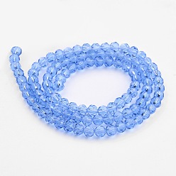Bleu Bleuet Perles en verre transparentes , imitation de cristal autrichien, à facettes (32 facettes), ronde, cornflowerblue, 8mm, Trou: 1mm, Environ 70~72 pcs/chapelet, 20~21 pouce