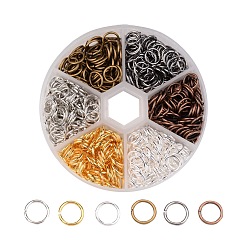 Mixed Color 1 Box Open Jump Rings Brass Jump Rings, Mixed Color, 20 Gauge, 8x1mm, Inner Diameter: 6mm, about 90g/box