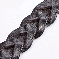 Кокосово-Коричневый Плетеные браслеты шнур кожаный, Сплав с застежками, кокосового коричневый, 8-1/4 дюйм (210 мм), 20x7 мм