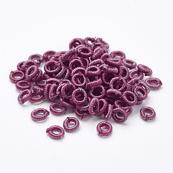Old Rose Polyester Weave Beads, Ring, Old Rose, 6x2mm, Hole: 3mm, about 200pcs/bag