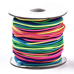 Colorful Round Elastic Cord, with Nylon Outside and Rubber Inside, Colorful, 1mm, about 109.36 yards(100m)/roll