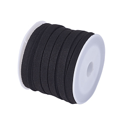 Black Faux Suede Cord, Faux Suede Lace, Black, 5x1.5mm, about 5.46 yards(5m)/roll, 25rolls/bag