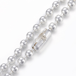 Silver 304 Stainless Steel Ball Chain Necklaces, Silver Color Plated, 23.62 inch(60cm), 4mm