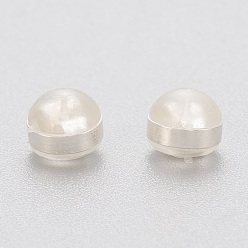 Silver Eco-Friendly Plastic Ear Nuts, Earring Backs, with 304 Stainless Steel Findings, Half Drilled, Half Round/Dome, Silver, 5.5x5.5x3.8mm, Hole: 1mm