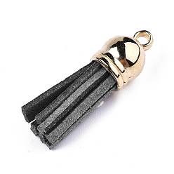 Slate Gray Faux Suede Tassel Pendant Decorations, with CCB Plastic Cord Ends, Slate Gray, 35~37x10mm, Hole: 2.5~3mm