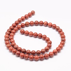 Red Jasper Natural Red Jasper Bead Strands, Round, 8mm, Hole: 1mm, about 48pcs/strand, 15.5 inch
