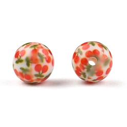 Couleur Mélangete Perles acryliques imprimés opaques, ronde, couleur mixte, 11.5~12x11mm, Trou: 2.5mm