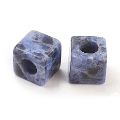 Sodalite Natural Sodalite European Beads, Large Hole Beads, Cube, 10x10x10mm, Hole: 4.5~5mm